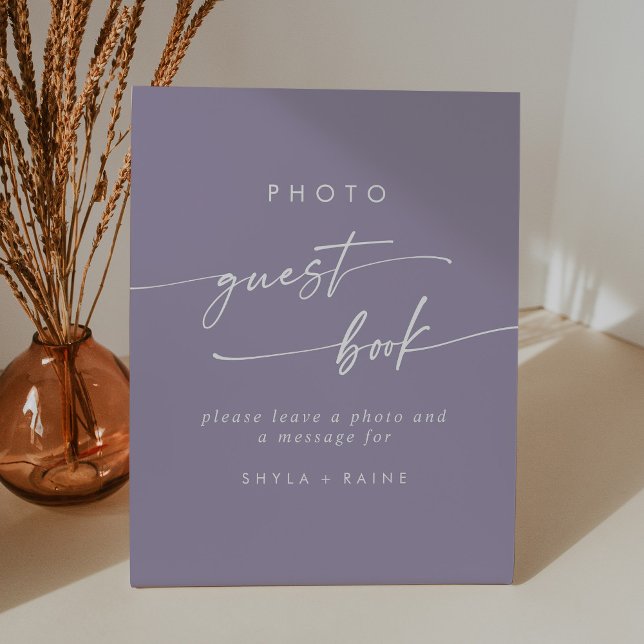 Boho Chic Lavender Purple Photo Guest Book Wedding Pedestal Sign (Creator Uploaded)