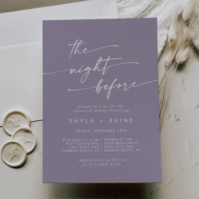 Boho Chic Lavender Purple Rehearsal Dinner Invites (Creator Uploaded)