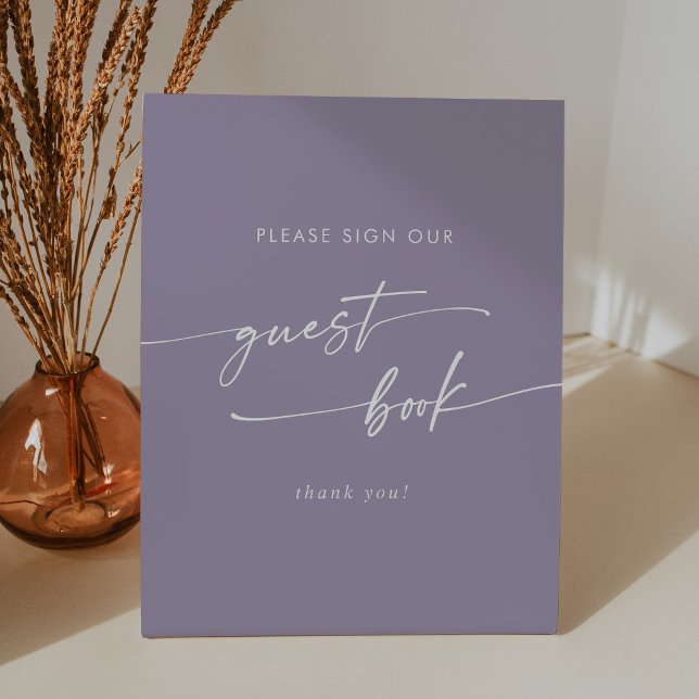 Boho Chic Lavender Purple Wedding Guest Book Pedestal Sign (Creator Uploaded)