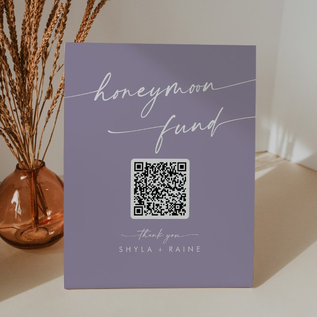Boho Chic Lavender Purple Wedding Honeymoon Fund Pedestal Sign (Creator Uploaded)