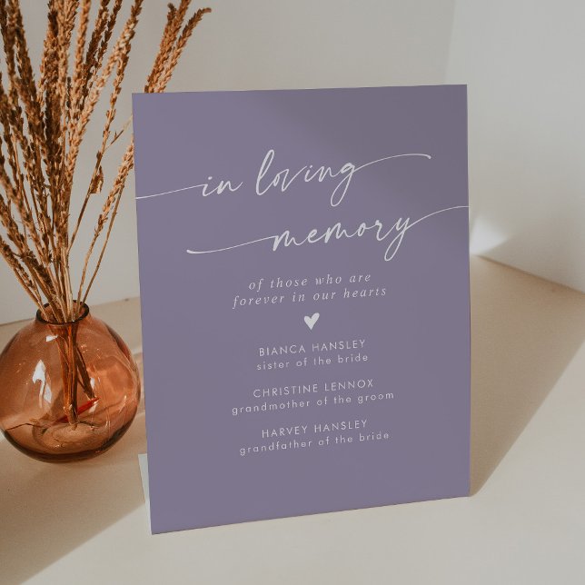 Boho Chic Lavender Purple Wedding In Loving Memory Pedestal Sign (Creator Uploaded)