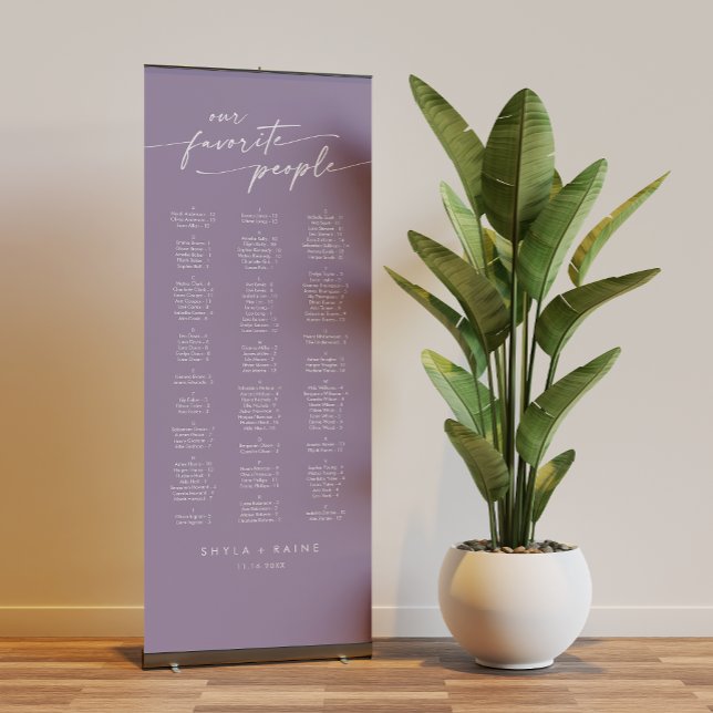 Boho Chic Lavender Purple Wedding Seating Chart Retractable Banner (Creator Uploaded)