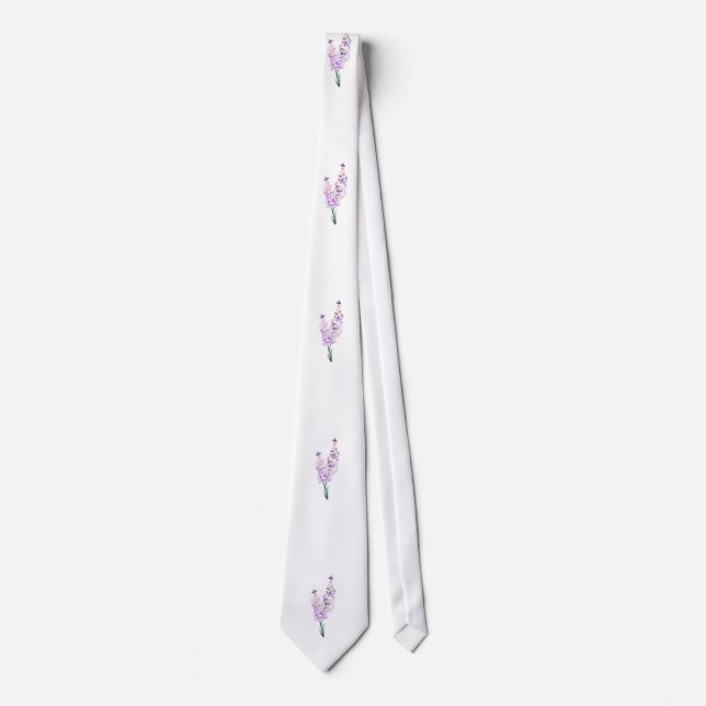 Boho Chic lavender white floral delphinium Tie (Front)
