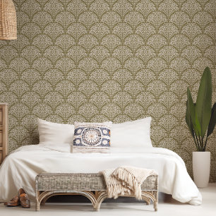 Boho Chic Leaf Scallop Wallpaper
