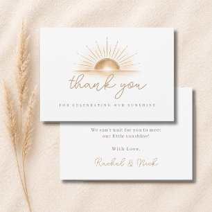 Boho Chic Little Sunshine Neutral Baby Shower  Thank You Card