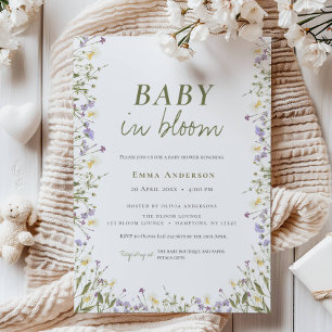 Boho Chic Little Wildflower Baby Shower Invitation