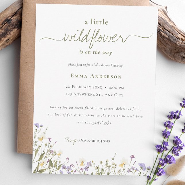 Boho Chic Little Wildflower Baby Shower Invitation (Creator Uploaded)