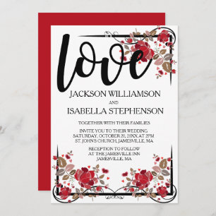 Boho Chic Love and Roses Wedding Invitation
