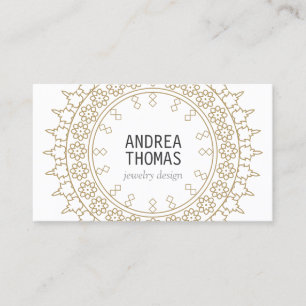Boho Chic Mandala Faux Gold/White Business Card