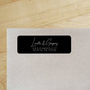 Boho Chic Minimal Black Return Address Label