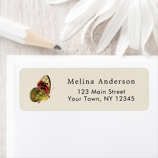 Boho Chic Minimal Butterfly Return Address (Insitu)