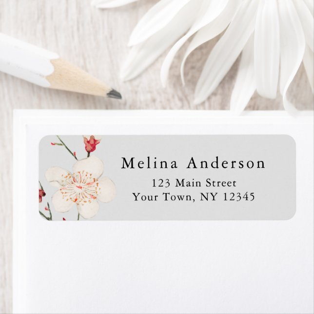 Boho Chic Minimal Cherry Blossom Return Address (Insitu)