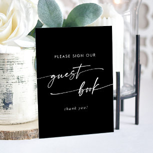 Boho Chic Modern Black Wedding Guest Book Acrylic Sign