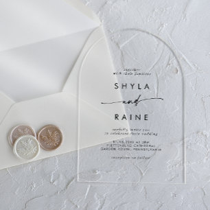 Boho Chic Modern Casual Clear Acrylic Wedding Acrylic Invitations