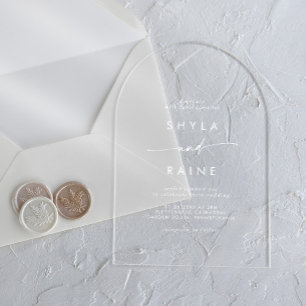Boho Chic Modern Casual White Clear Wedding Acrylic Invitations