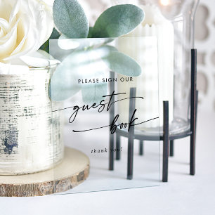 Boho Chic Modern Clear Acrylic Wedding Guest Book Sign