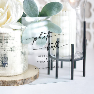 Boho Chic Modern Clear Acrylic Wedding Photo Booth Acrylic Sign