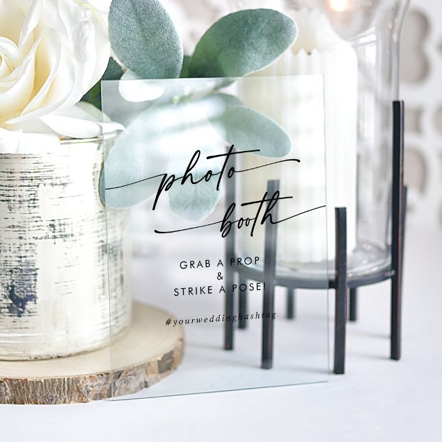 Boho Chic Modern Clear Acrylic Wedding Photo Booth Acrylic Sign (Boho Chic Modern Clear Acrylic Wedding Photo Booth Acrylic Sign)