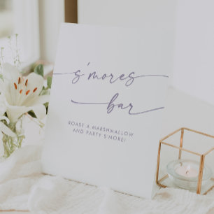 Boho Chic Modern Dusty Purple Smores Wedding Pedestal Sign