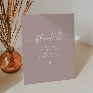 Boho Chic Modern Dusty Rose Pink Blanket Wedding Pedestal Sign
