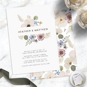 Boho Chic Modern Floral Wedding Invitation
