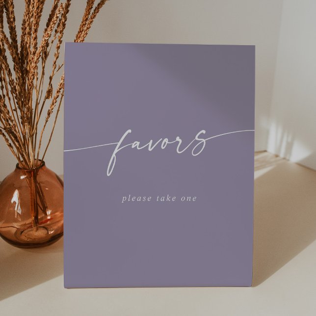 Boho Chic Modern Lavender Purple Wedding Favours Pedestal Sign (Creator Uploaded)