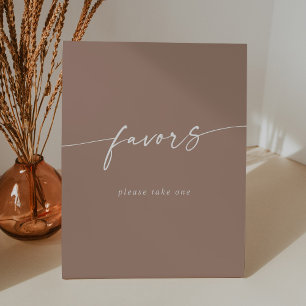 Boho Chic Modern Neutral Taupe Wedding Favours Pedestal Sign