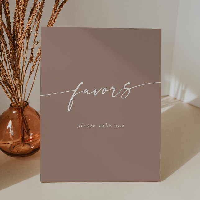 Boho Chic Modern Neutral Taupe Wedding Favours Pedestal Sign (Creator Uploaded)