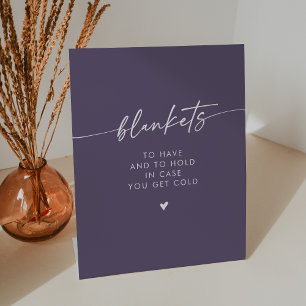 Boho Chic Modern Plum Purple Blanket Wedding Pedestal Sign