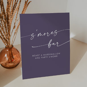 Boho Chic Modern Plum Purple Smores Wedding Pedestal Sign