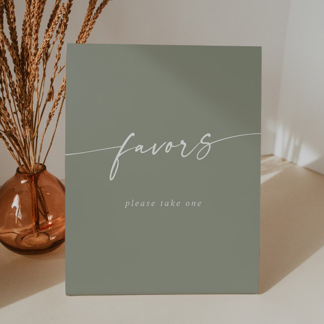 Boho Chic Modern Sage Green Wedding Favours Pedestal Sign (Creator Uploaded)