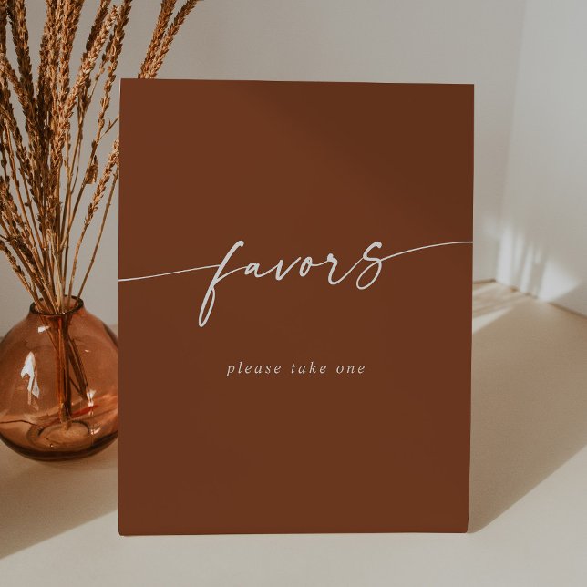 Boho Chic Modern Terracotta Wedding Favours Pedestal Sign (Creator Uploaded)