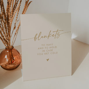 Boho Chic Modern Vintage Gold Blanket Wedding Pedestal Sign