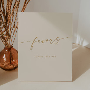 Boho Chic Modern Vintage Gold Wedding Favours Pedestal Sign