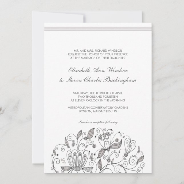 BOHO Chic Monochromatic  Taupe Garden Wedding Invitation (Front)