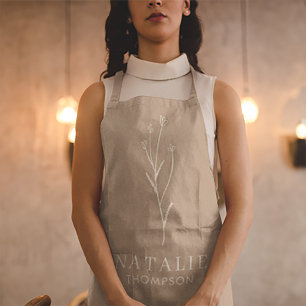 Boho Chic Mushroom Brown Personalized Monogram Apron