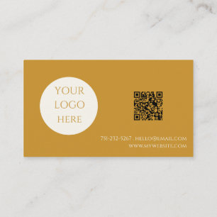Boho Chic Mustard Calligraphy Script Logo QR Code Business Card
