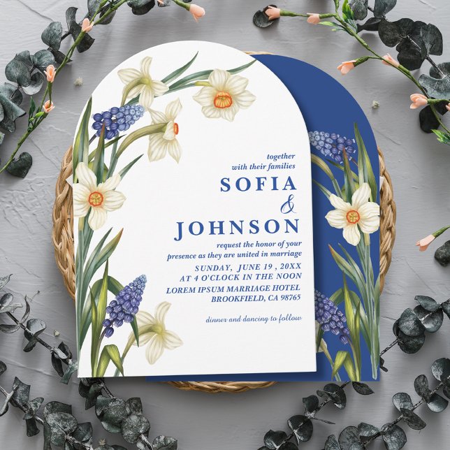 Boho Chic navy blue and white floral Wedding  Invitation (Creator Uploaded)
