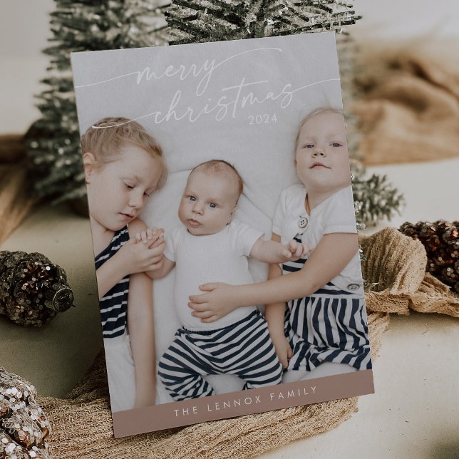 Boho Chic Neutral Cute Unique Photo Christmas Holiday Card (Creator Uploaded)