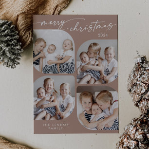 Boho Chic Neutral Family Multi Photo Christmas Holiday Card