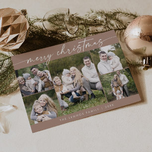 Boho Chic Neutral Photo Boho Merry Christmas Holiday Card