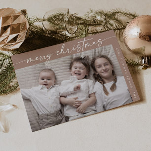 Boho Chic Neutral Photo Fun Family Christmas Holiday Card