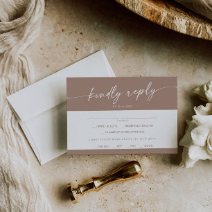Boho Chic Neutral Taupe Menu Choice RSVP Card