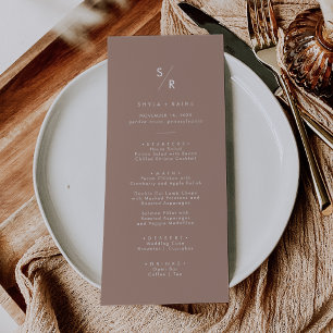 Boho Chic Neutral Taupe Monogram Wedding Menu