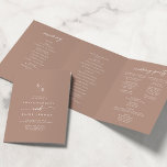 Boho Chic Neutral Taupe Monogram Wedding Tri-Fold Programme<br><div class="desc">This boho chic neutral taupe monogram wedding tri-fold program is perfect for a minimalist wedding. The beige brown earth tone modern bohemian design features simple rustic calligraphy with a unique yet classic style. Personalise your wedding program with your initials, names, wedding date and location, your favourite quote or lyric, order...</div>