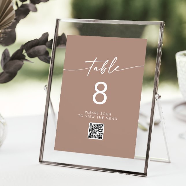 Boho Chic Neutral Taupe QR Code Table Numbers (Creator Uploaded)