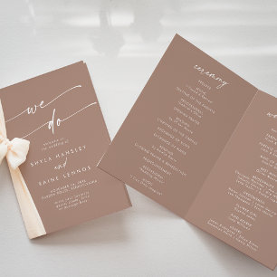 Boho Chic Neutral Taupe We Do Folded Wedding Programme