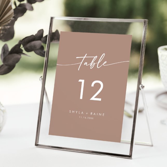 Boho Chic Neutral Taupe Wedding Table Numbers (Creator Uploaded)