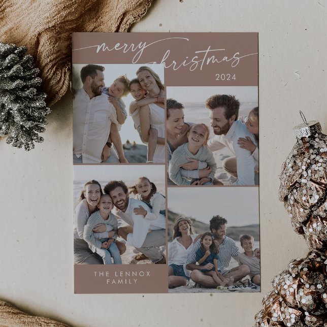 Boho Chic Neutral Xmas Photo Unique Christmas Holiday Card (Creator Uploaded)