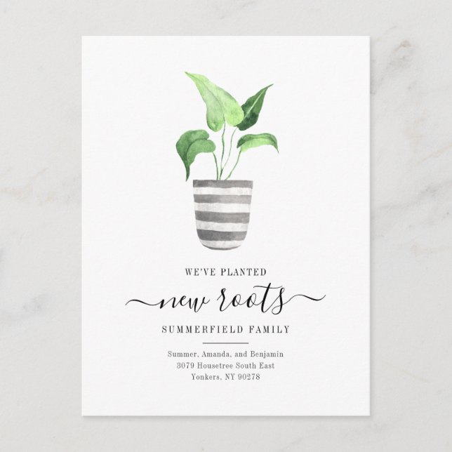 Boho Chic New Roots We've Moved Botanical Moving Announcement Postcard (Front)